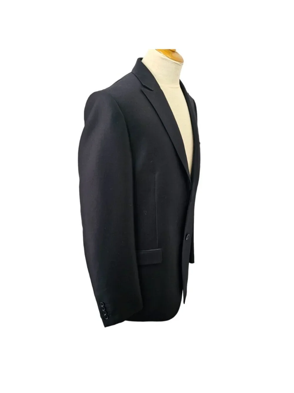 Y2K Vitarelli Black Wool Blazer Mens 40L Classic Italian Sport Coat Peak Lapel